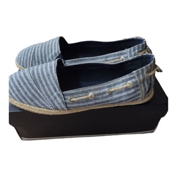 Nautica Toggle Back Rudder Navy Triple‎ Stripe Espadrille Flats Size 8.5 - Picture 5 of 11